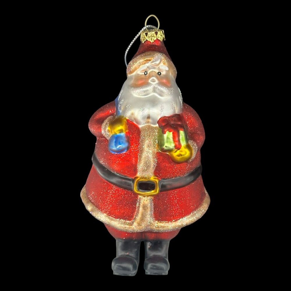 Blown Glass Santa Claus Starry Night Sack Presents Christmas Ornament 5" T - Picture 2 of 9